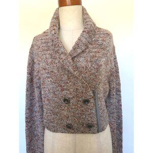 Trouvé crop cardigan as new small petite  brown /cream tweedy